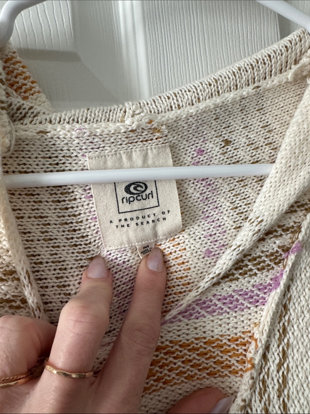 Ripcurl knit Hooded Baja Pullover - Cream with Pastel Stripes - Picture 2 of 6